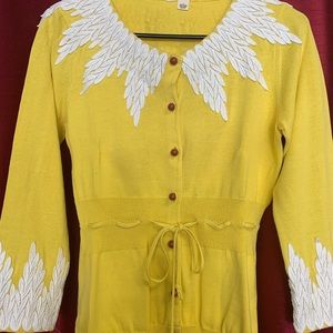 Anthropologie Cotton Cardigan w/ Applique’